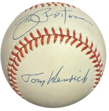 JOE PEPITONE & TOMMY HENRICH YANKEE DUAL SIGNED VINTAGE OAL BOBBY BROWN BASEBALL