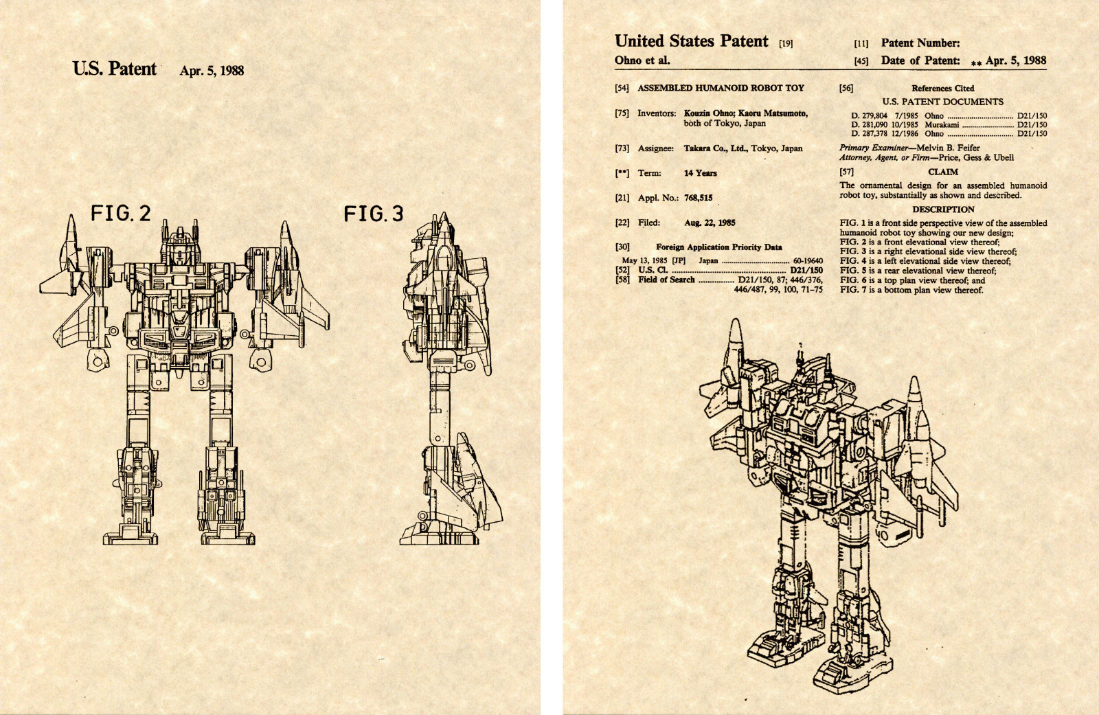 Transformers SUPERION US Patent Art Print READY TO FRAME 1988 Autobot ...
