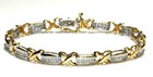 14k yellow white gold 3.84ct diamond XOXO tennis bracelet 12.6g estate 7 1/4" — photo 1