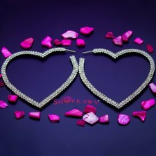New Silver heart hoop earrings