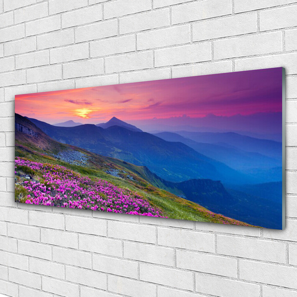 Impression sous verre panoramique 125x50 cm pour illuminer un mur de salon sombre