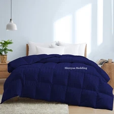 Branded Down Alternative Comforter+Sheet Set Queen Size Navy Blue Stripes