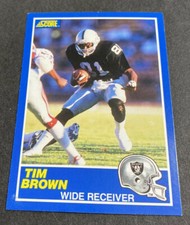 1989 Score Football TIM BROWN OAKLAND RAIDERS Rookie Card # 86. rookie card picture