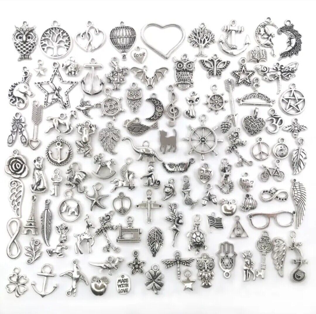 10 PCS Silver and Gold Assorted Charms Bracelets Necklaces Jewelry