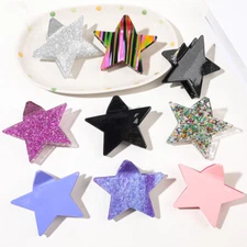 Glitter Five-pointed Star Hairpin Vintage Acetate Bath Barrette Hair Claw Clip.