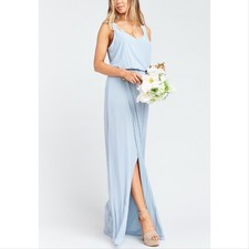 Show Me Your MuMu Kendall Side Slit Maxi Dress, Steel Blue Chiffon, L