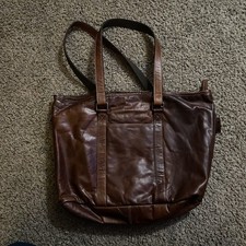 Jack Georges Voyager Shopper Zip Tote Brown Buffalo Leather