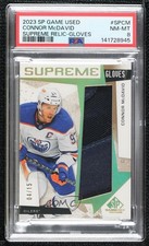 2023-24 Upper Deck SP Game Used Supreme Gloves 4/15 Connor McDavid PSA 8 0ze2