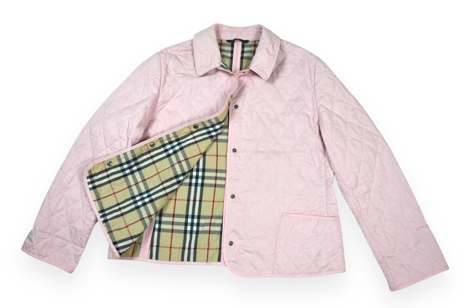 Burberry Quilted Jacket Women's Nova Check Pink England Classic Size 16