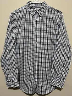 Class Club Men s cotton plaid Button Down dress shirt blue & white Size 16