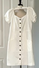 Madewell Linen-Cotton Puff-Sleeve Mini Dress, lighthouse Cottagecore size 2