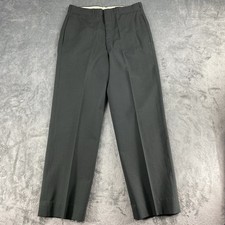 VTG Military Trousers Pants Men 30R fit 30x28 Tropical Army Green Poly Wool 70s