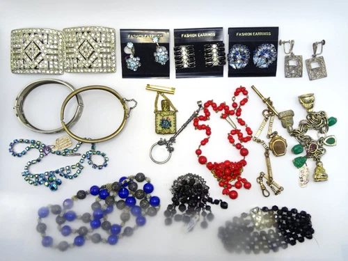 (x16) Vtg. Costume Jewelry Collection Rhinestone Sterling Silver Earrings - B14