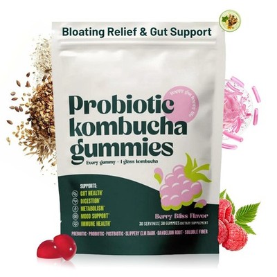 Probiotische Kombucha Gunmmies - Linderung von Blähungen & Unterstützung der Darmgesundheit Verdauung