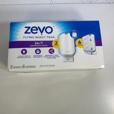 Zevo Flying Insect Trap Starter Kit, 2 Devices + 6 Refills new open box 