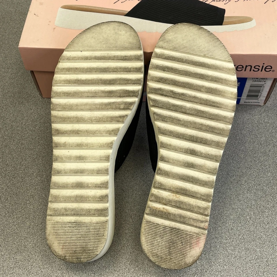 Sandalias de punto con cuña Kensie Ellie para mujer talla 7 negras Foto 3 de 4