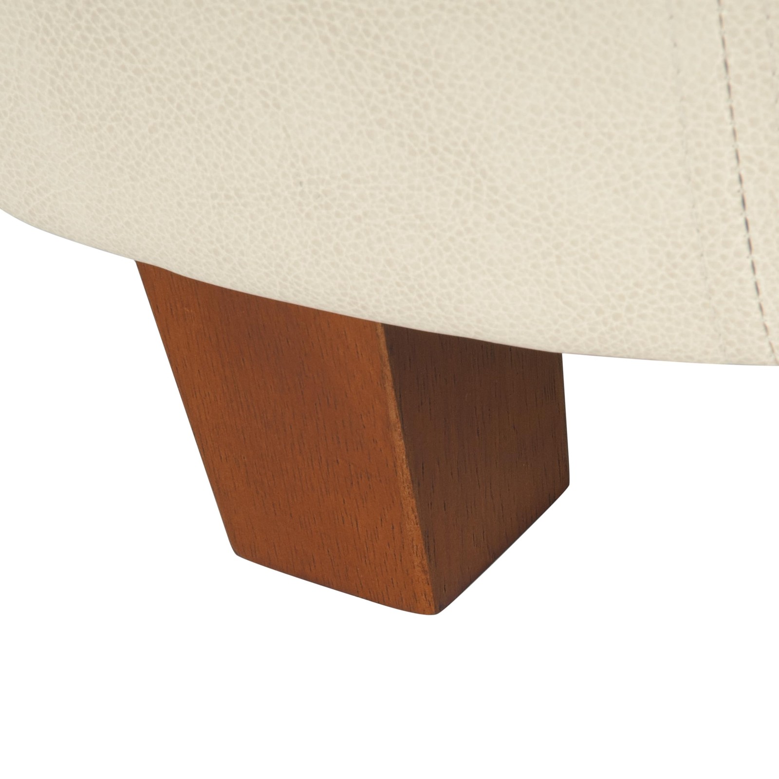 Large Leatherette Round Storage Ottoman with Removeable Lid, Cream