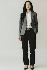 Calvin Klein Women's One Button Blazer Charcoal Gray, Size 4