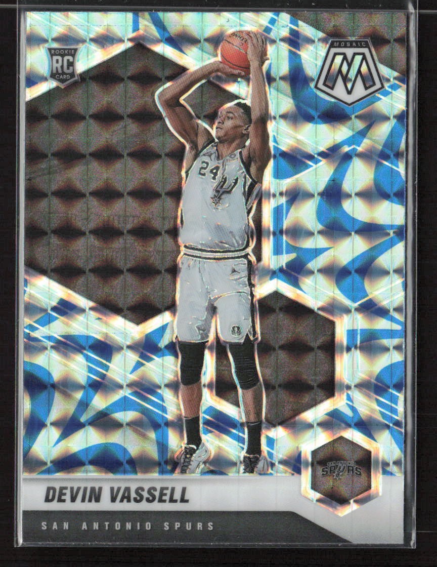 Devin Vassell 2020-21 Panini Mosaic #221 Mosaic Reactive Blue San Antonio Spurs