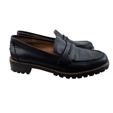 Madewell Corinne Lug Sole Loafers Womens 8 Black Leather Preppy Dark Academia