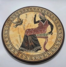 Copy Classic Terracotta Clay Plate Artemis Goddess Of Hunt ~7.75" Made In Greece