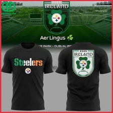 SALE 30% - Ireland 2025 Dublin Pittsburgh Steeler Black T-Shirt Full Size