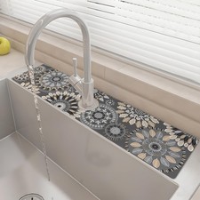 New 24" X 5.5" Kitchen Sink Splash Guard Faucet Mat Mandala Super Absorbent Fast