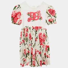 Dolce Gabbana Kids White Floral Print Cotton Dress Size 78 Yrs