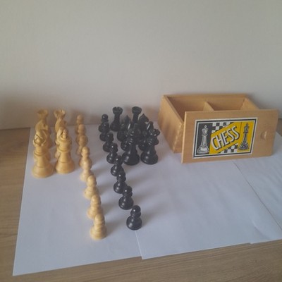 Vintage Französisches Lardy Staunton Schachfiguren Set Buchsbaum Schachfiguren OVP