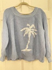 Tommy Bahama Women's Breezy Palm Tree Crewneck Pullover Sweater Size L/XL