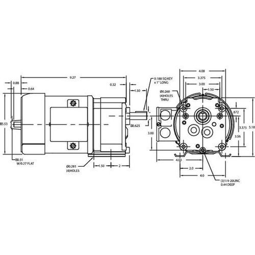 Dayton 6Z821 Ac Gearmotor, 100 In-Lb Max. Torque, 93 Rpm Nameplate Rpm, - Picture 3 of 3