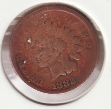 US Rare Old West 1882 Indian Head Penny Coin American Collection Shield Cent USA