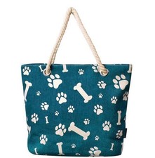 Cute Dog Paw Tote-blue And White NWT