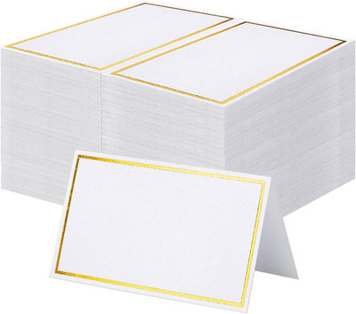 60Pcs Premium Place Cards, Small Table Cards with Gold Foil Border, 2'' X 3.5'' Te