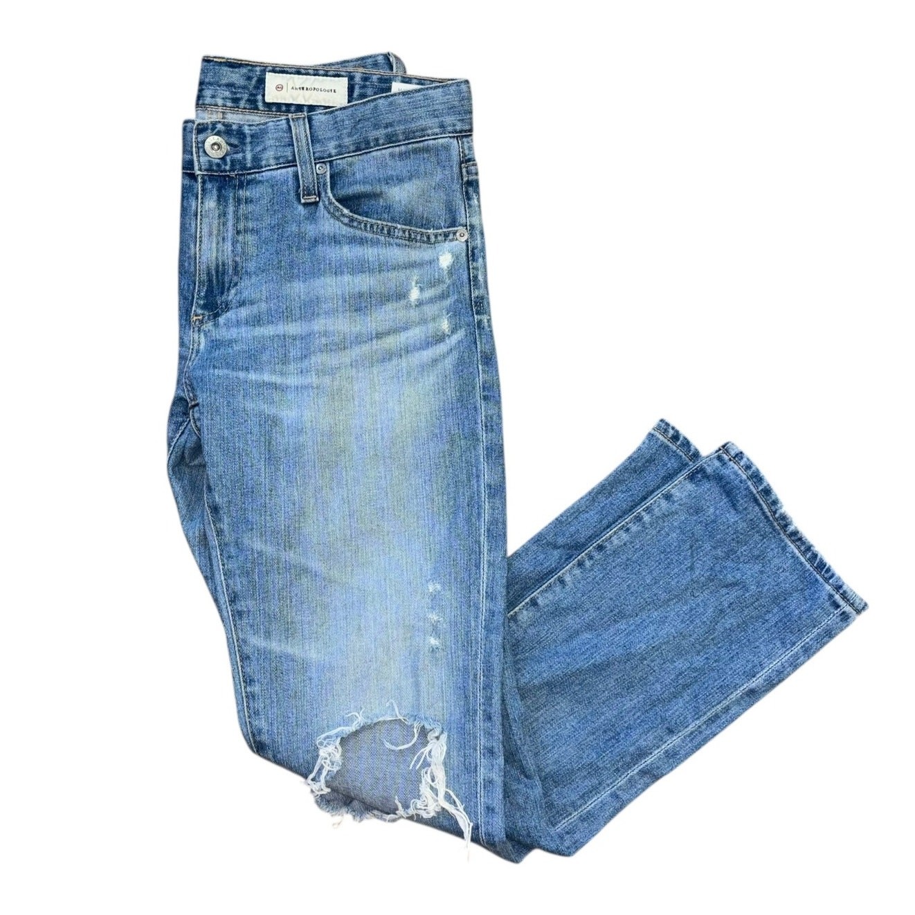 Anthropologie AG Classic Straight Leg Medium Blue Denim Wome