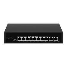 10-Port Unmanaged Gigabit PoE Switch 8x PoE Ports 2x RJ45 Uplink 60W AI Extend
