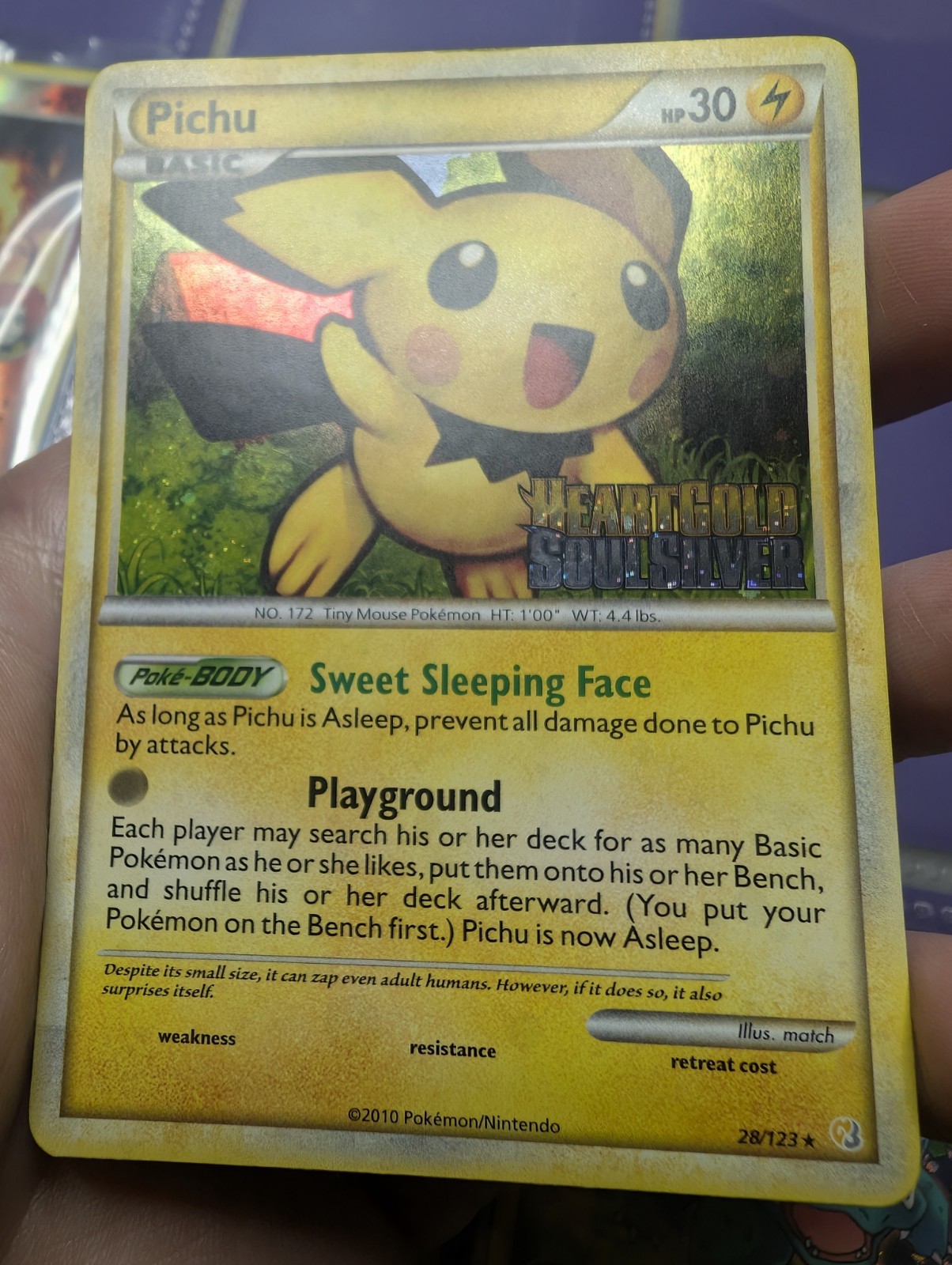 Pichu 28/123 Heartgold Soulsilver Holo Stamped Prerelease Promo Pokemon TCG NM