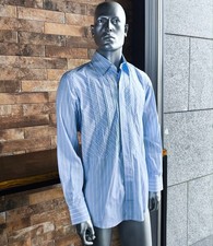 Dolce & Gabbana Vintage 2005 Mens Shirt Blue Stripe Italy Cotton Size 40-15.3/4