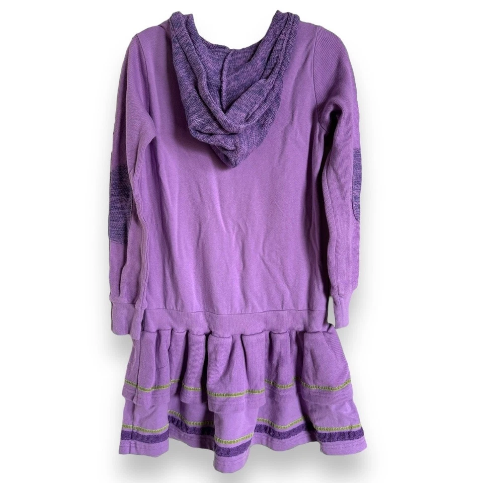 Naartjie Girls Dress Sz 8 Hooded Purple Sweater Long Tunic Sweatshirt Flowers - Image 3 of 4