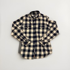 J Crew Mens Size Small Slim Blue White Plaid Flannel Long Sleeve Button Up Shirt