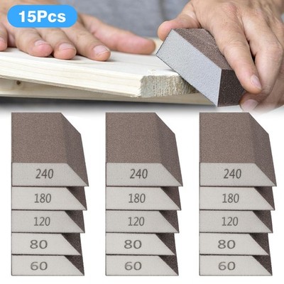 15PCS Drywall Sanding Sponges Set Wet Dry Foam Sandpaper Block Pads 60-220 Grit