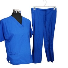 Cherokee Blue 2-Piece Scrub Set Small Nursing Uniform Top Pants