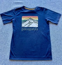 Patagonia Boys Graphic T-Shirt Short Sleeve, Size Large 12 Navy Organic Cotton
