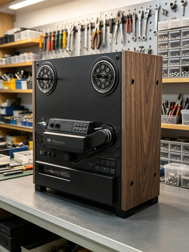 AKAI GX-747 Solid wood side. Walnut