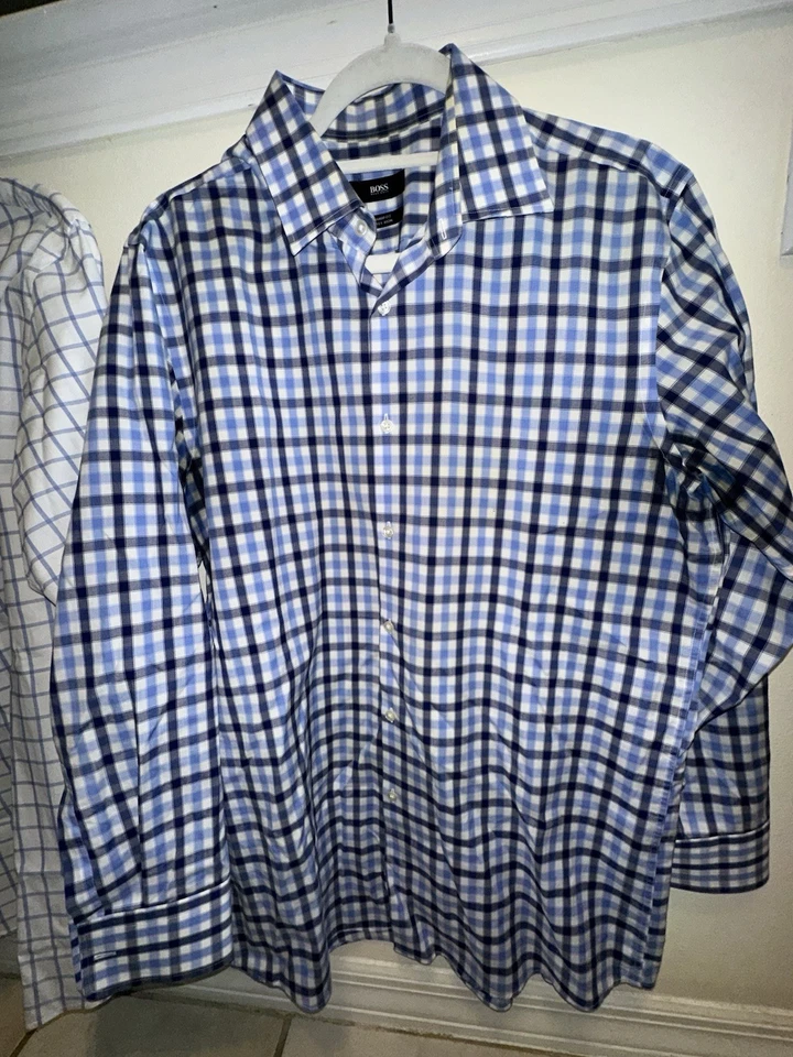 HUGO BOSS Button Up Shirt Mens Size M/L-LOT OF 3 Slim/Sharp Fit EUC, - Image 2 of 4