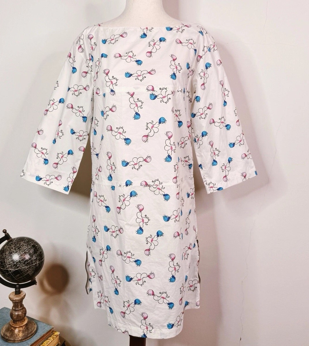 marni floral mini dress Marni Floral Poplin Mini Dress Boat Neck Shift Artistic Print Size 2