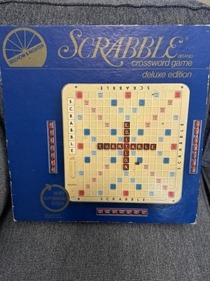 Vtg Scrabble Deluxe Edition 1977 Crossword Game Turntable Base Selchow Righter 