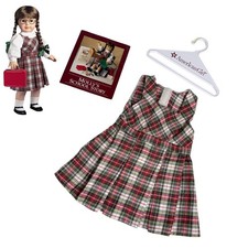American Girl Molly School Plaid Jumper Hanger & Pamphlet 3Pc Doll Accessories