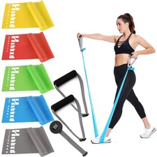 Exercise Bands Set with Handles - Latex Free Resistance Bands for Stretching,...