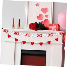 2PCS Valentines Day Garland Decorations - Felt Heart XOXO Wood Valentines day